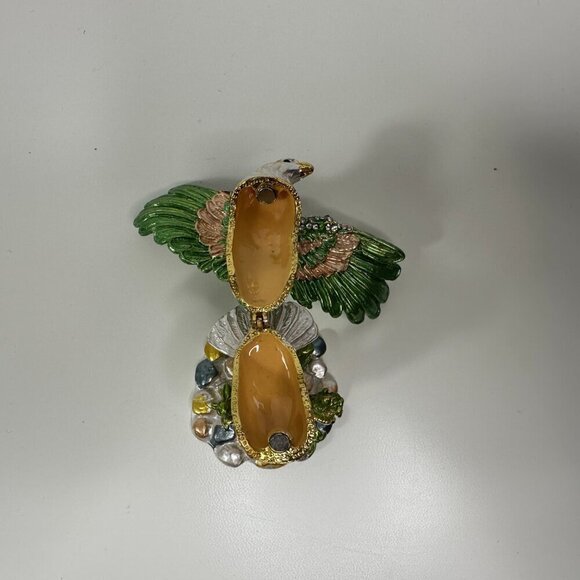 Millwood Pines Austrian Crystal Enamelled American Bauld Eagle Trinket Box - Picture 5 of 13